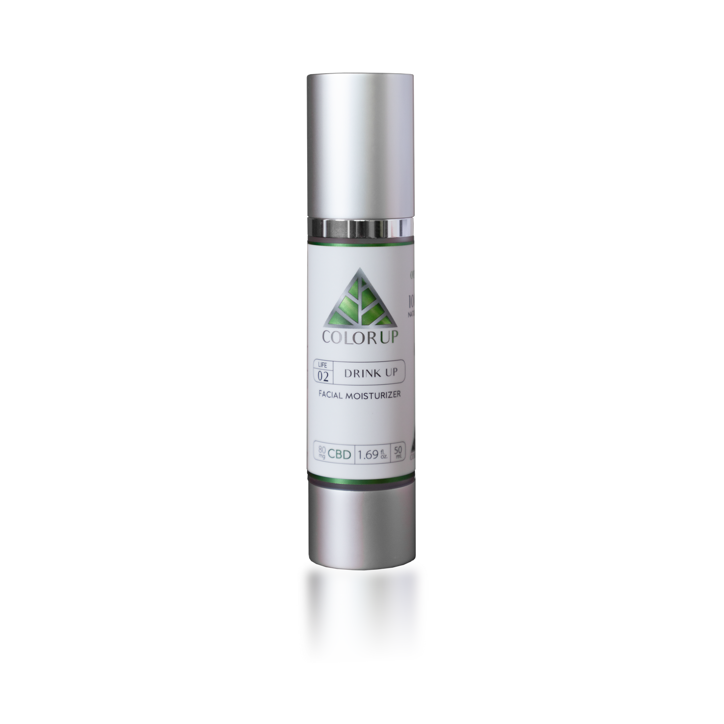 Color Up DRINK UP Facial Moisturizer with CBD, hemp protein, and lightweight hydration for daily facial skincare on transparent background.
