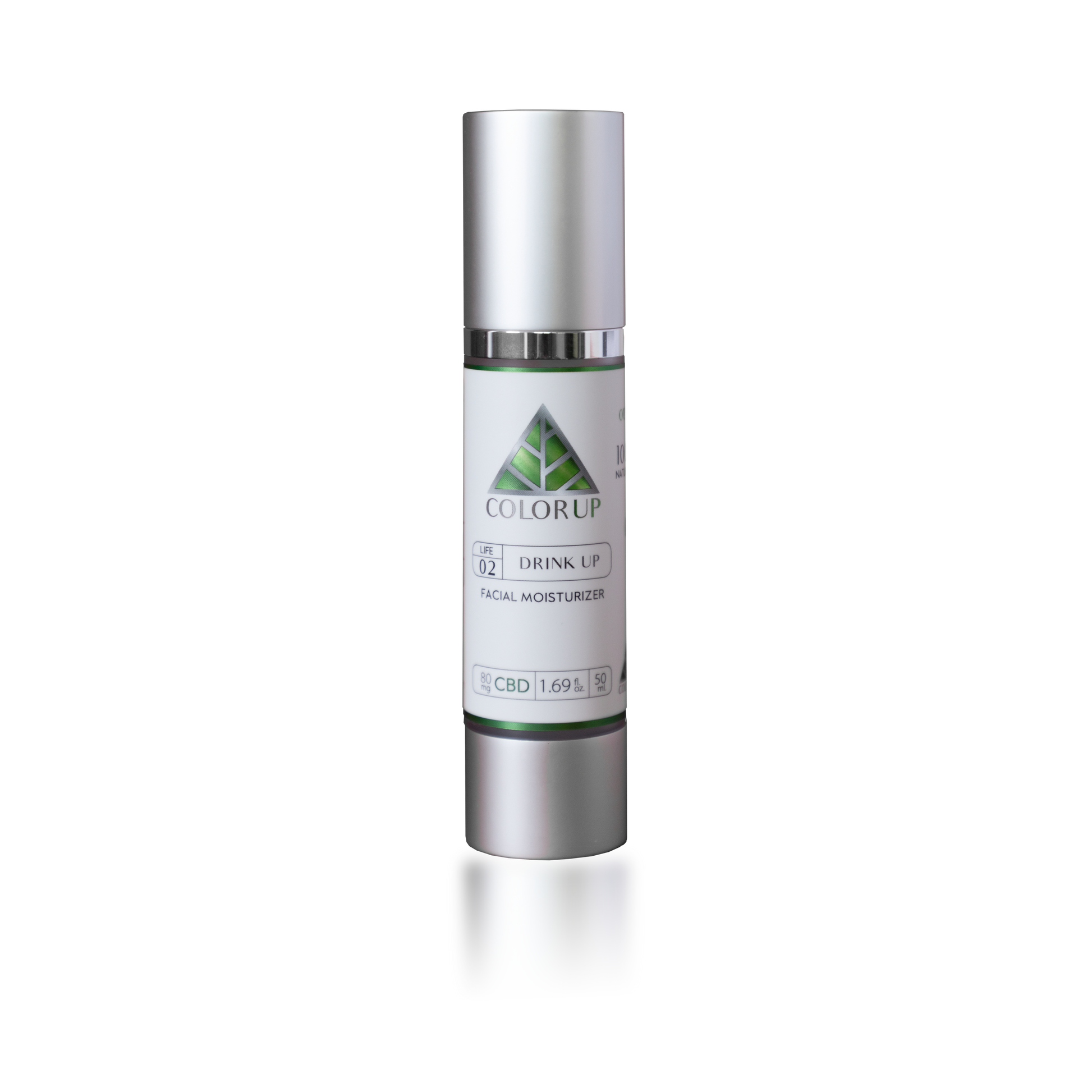 Color Up DRINK UP Facial Moisturizer with CBD, hemp protein, and lightweight hydration for daily facial skincare on transparent background.