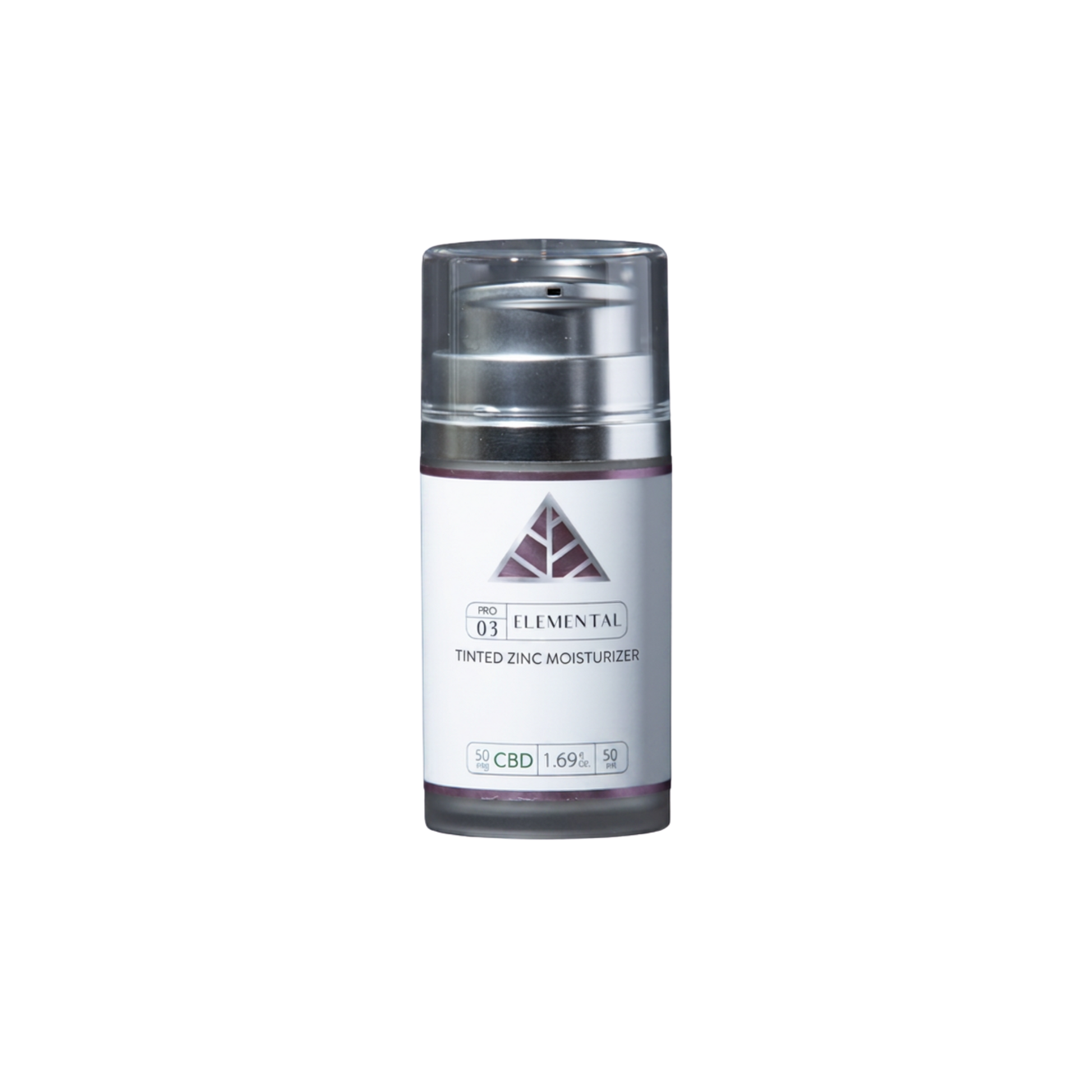 Color Up ELEMENTAL TINTED Zinc Moisturizer with CBD, non-nano zinc oxide, and sheer mineral coverage on transparent background.