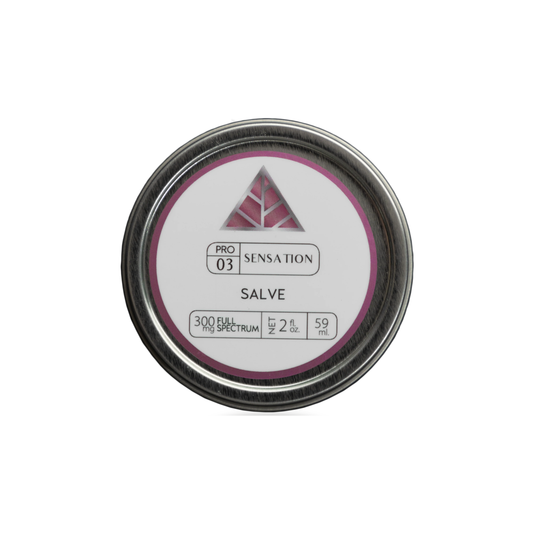Aluminum tin with Color Up Sensation Salve on white background.