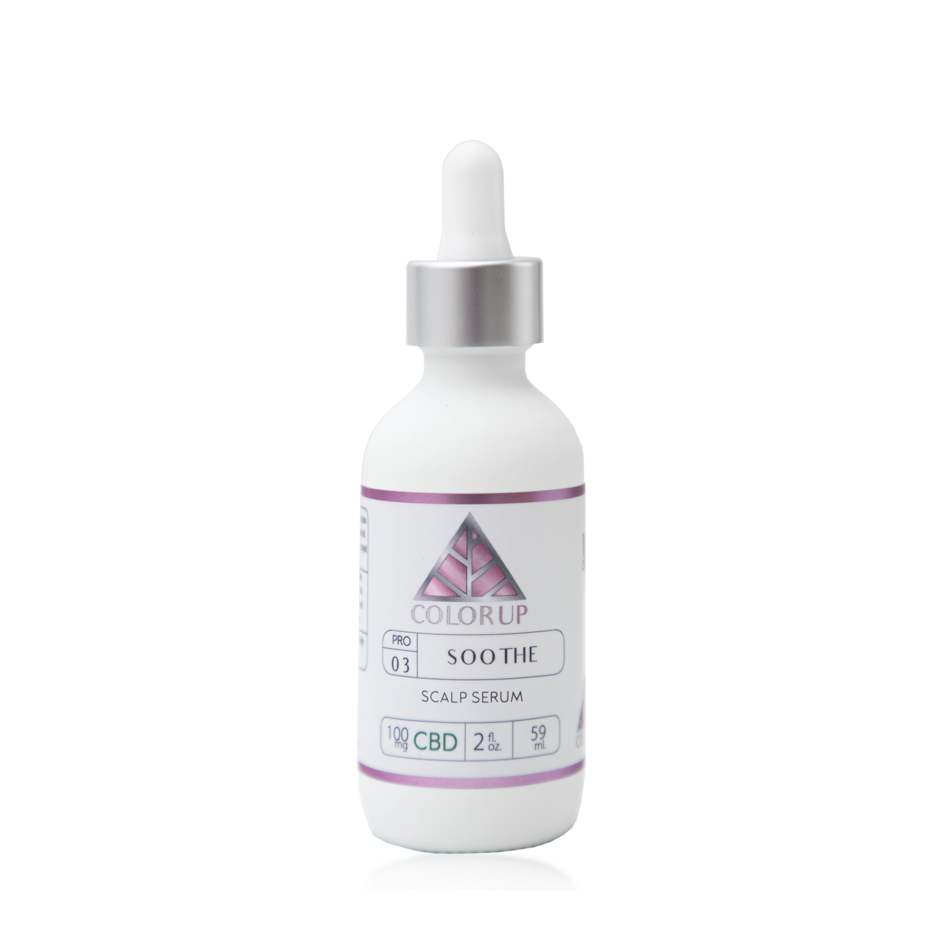 Color Up SOOTHE Scalp Serum with CBD, menthol, and botanical extracts for dry, itchy scalp care on white background.