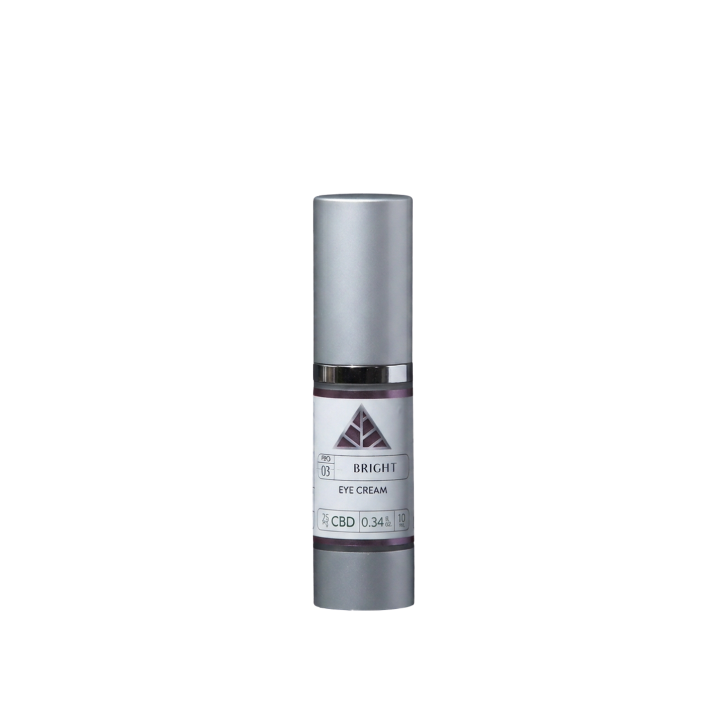Color Up BRIGHT Eye Cream in a 10ml airless pump bottle with CBD and peptides for targeted under-eye skincare, dark circle care, and professional eye treatments on a transparent background.