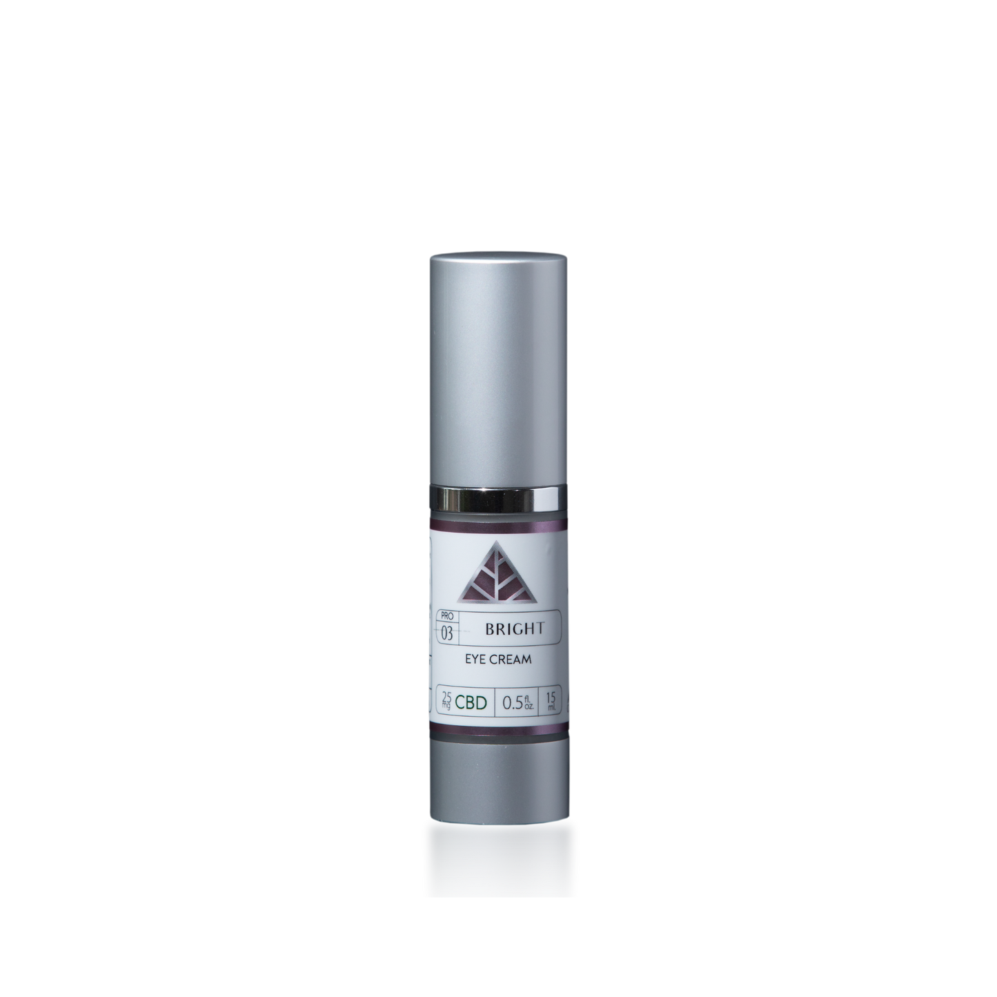 Color Up BRIGHT Eye Cream in a 15ml airless pump bottle with CBD and peptides for targeted under-eye skincare, dark circle care, and professional eye treatments on a transparent background.