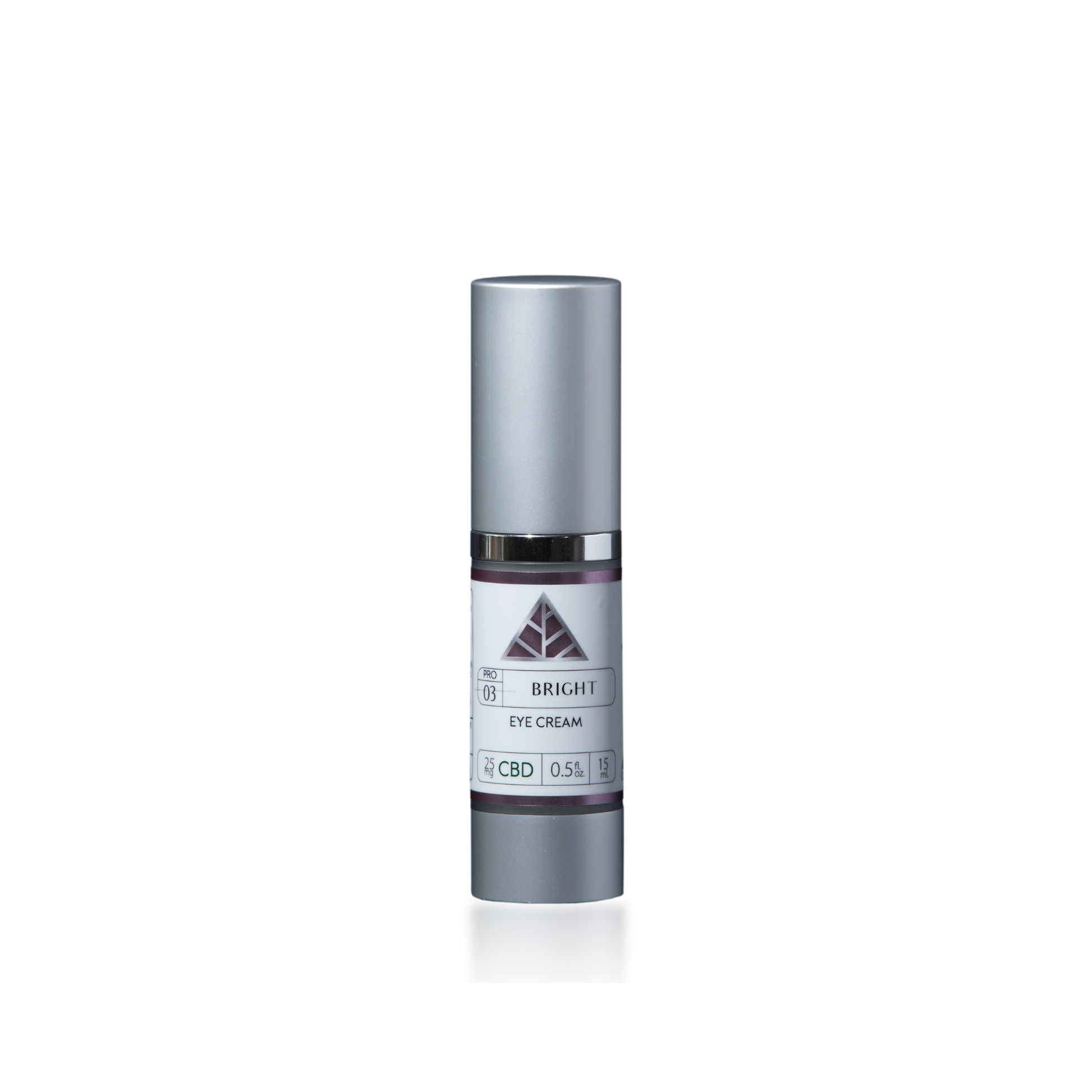 Color Up BRIGHT Eye Cream in a 15ml airless pump bottle with CBD and peptides for targeted under-eye skincare, dark circle care, and professional eye treatments on a transparent background.