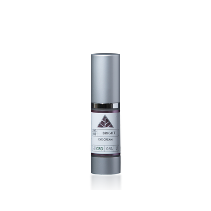 Color Up BRIGHT Eye Cream in a 15ml airless pump bottle with CBD and peptides for targeted under-eye skincare, dark circle care, and professional eye treatments on a transparent background.