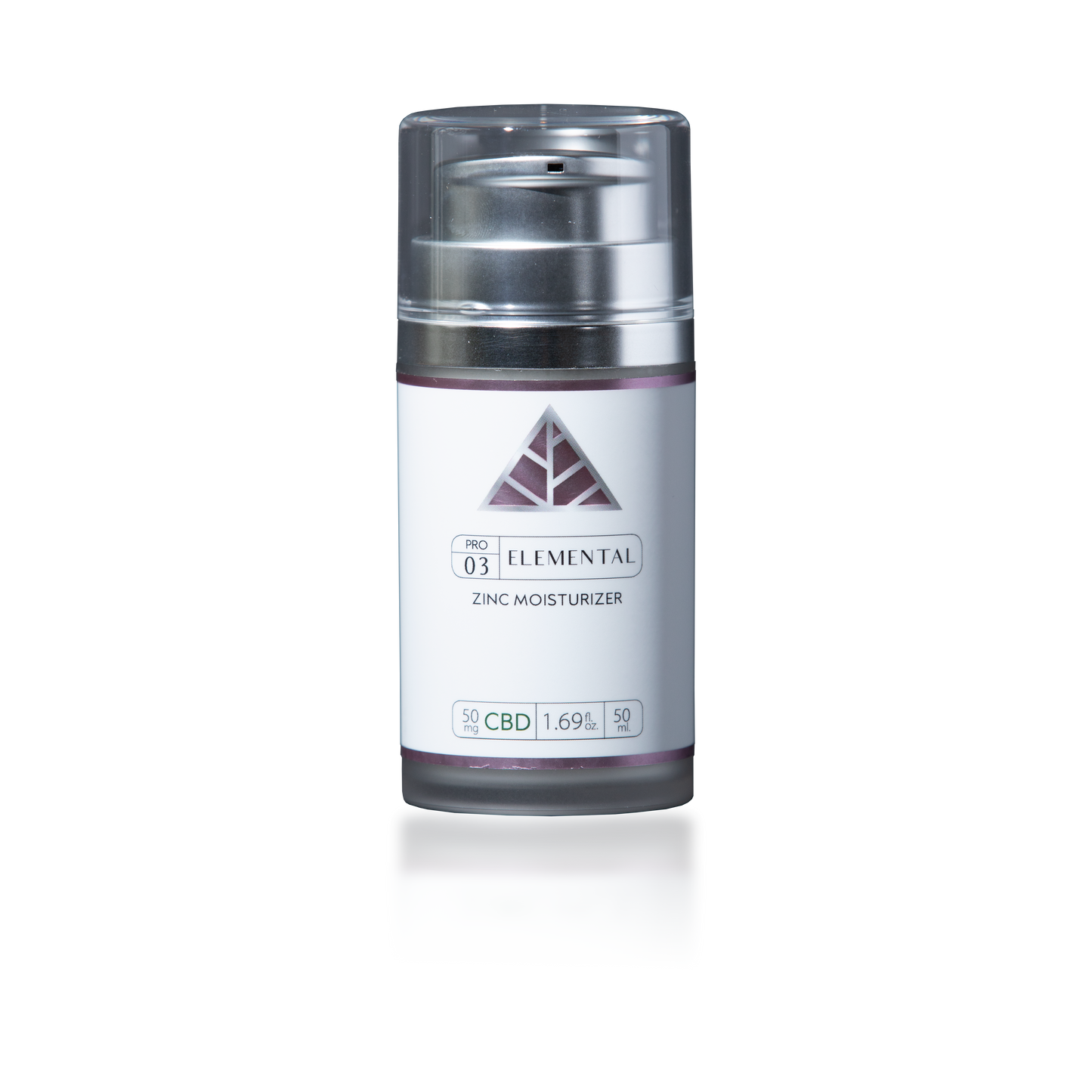 Color Up Elemental Zinc Moisturizer in silver pump bottle with white label and pink 'Color Up' triangle logo