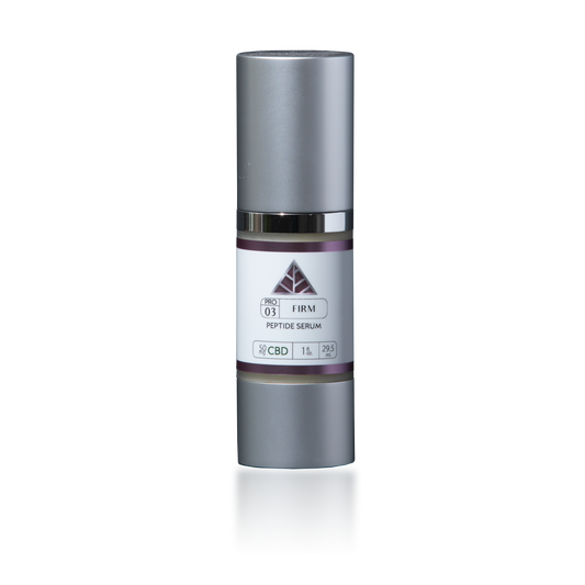 Firm Peptide Serum by Color Up in silver cosmetic bottle with pink triangle logo