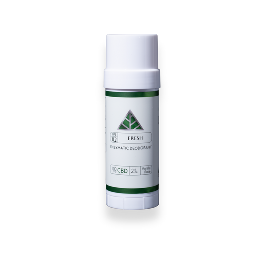 Color Up FRESH Enzymatic Deodorant with CBD for aluminum-free odor control and clean daily personal care on transparent background.