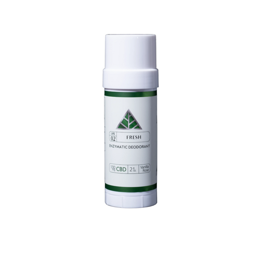 Color Up FRESH Enzymatic Deodorant with CBD for aluminum-free odor control and clean daily personal care on a white background.