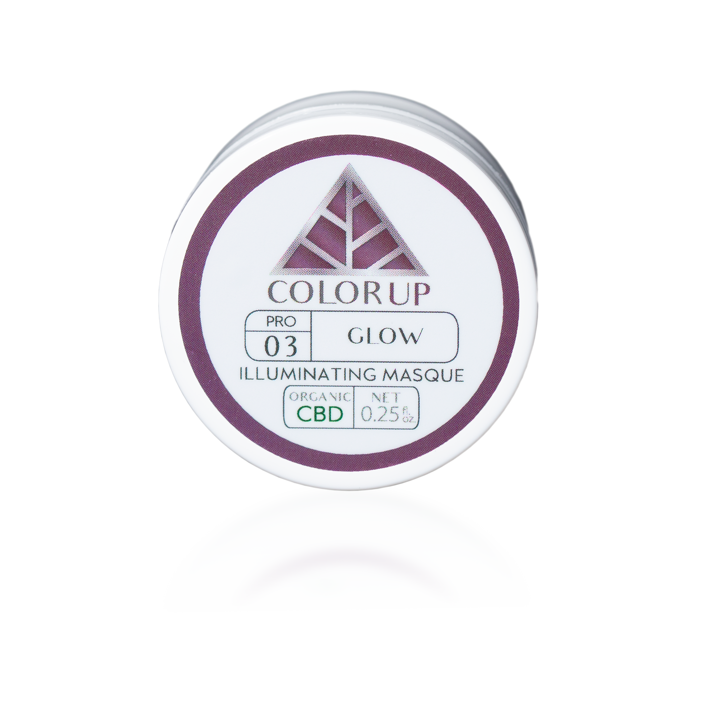 Color Up Travel Sized GLOW Illuminating Masque for professional brightening facial treatments on transparent background.