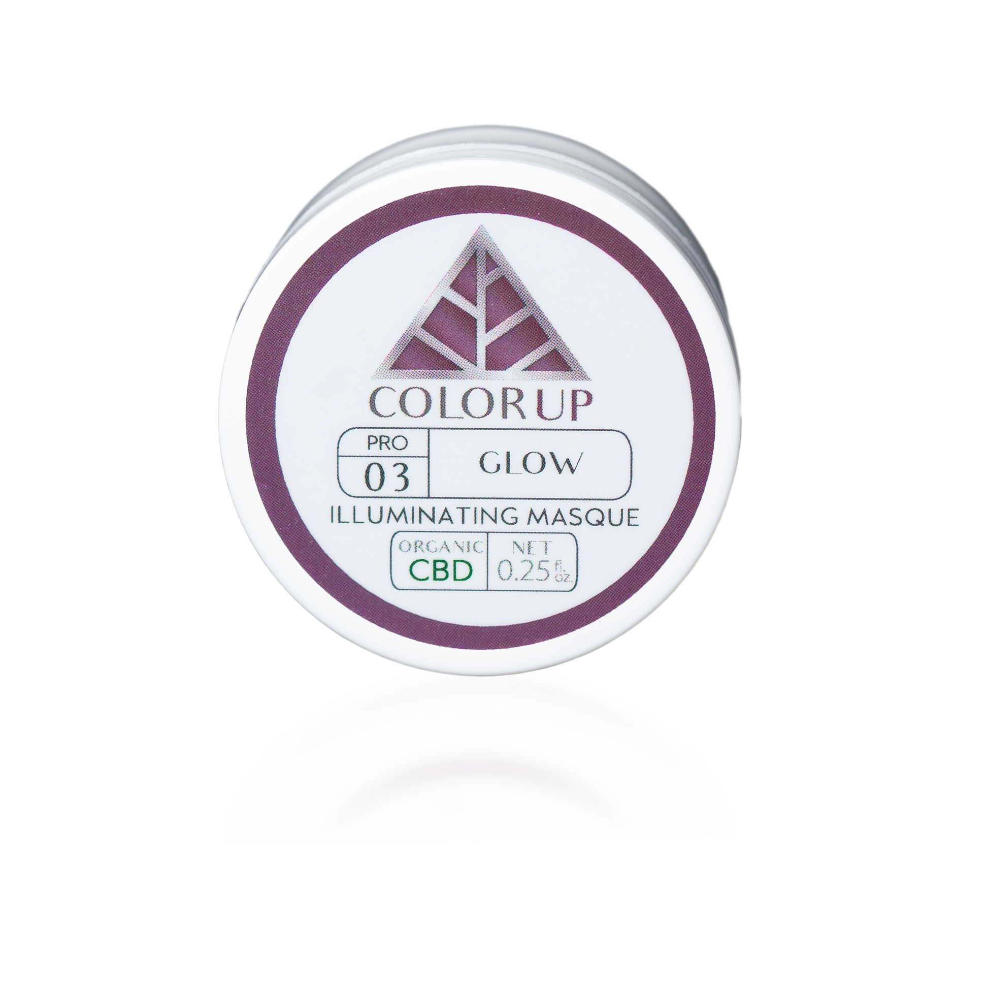 Color Up Travel Sized GLOW Illuminating Masque for professional brightening facial treatments on transparent background.