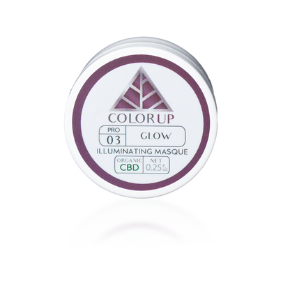 Color Up Travel Sized GLOW Illuminating Masque for professional brightening facial treatments on transparent background.