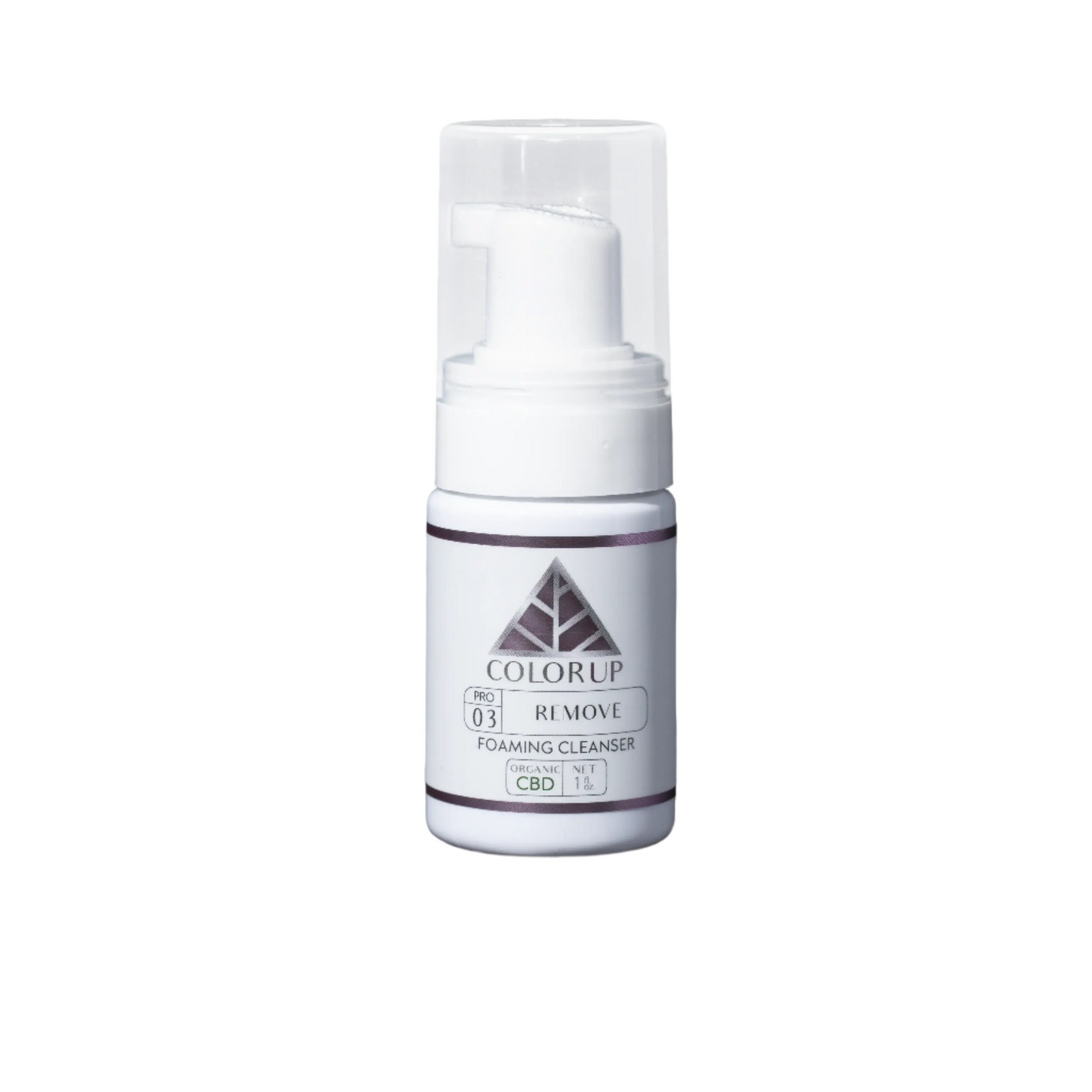 Color Up REMOVE Foaming Cleanser in 1 oz travel size for gentle pH-balanced cleansing, sampling, and client travel skincare on white background.