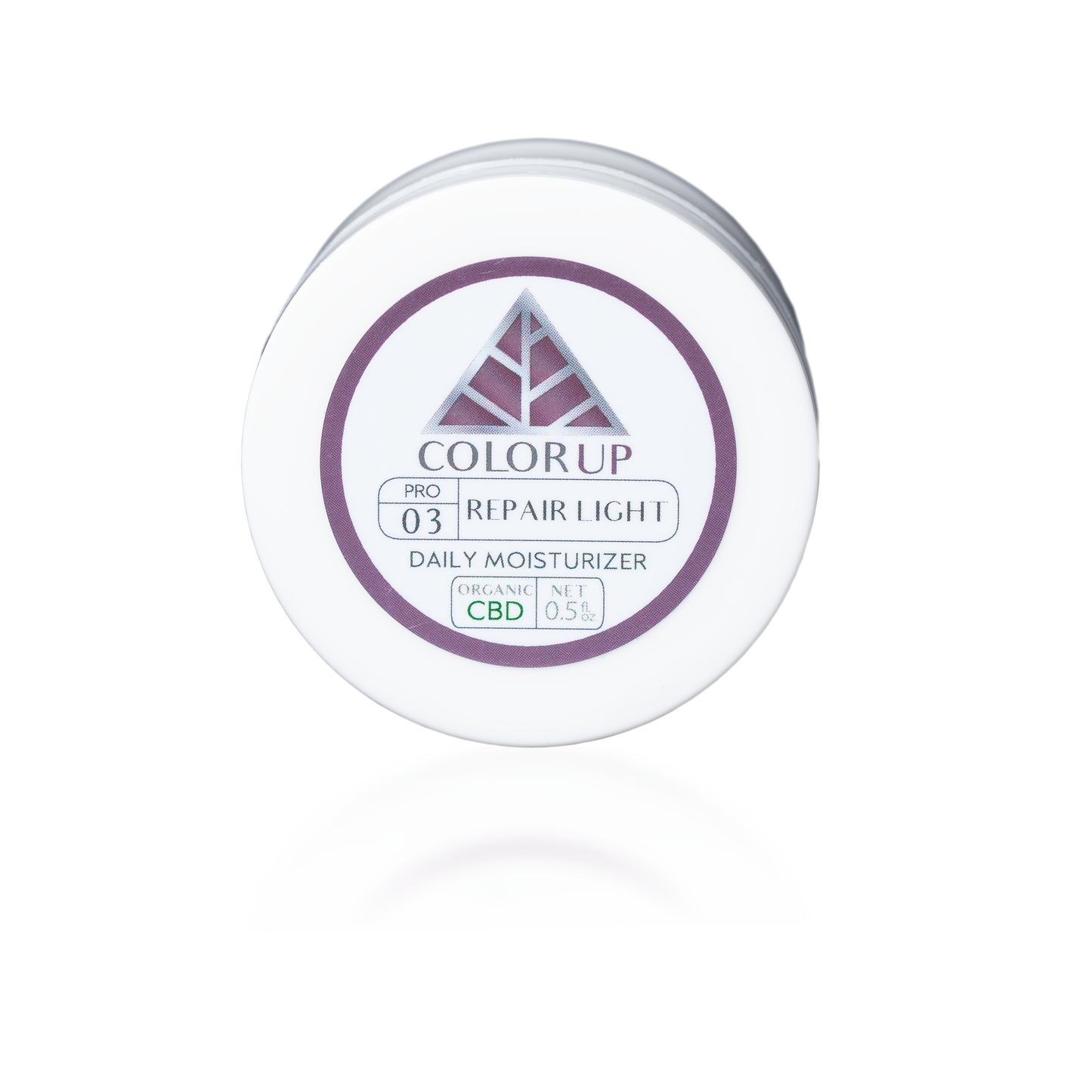 Color Up Travel Sized REPAIR Light Daily Moisturizer with CBD for lightweight hydration for oily and combination skin on transparent background.